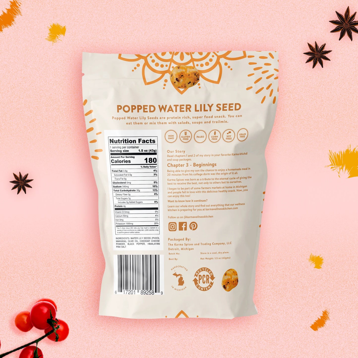 Karma Wellness Kitchen -  Popped Waterlily Seeds - White Cheddar