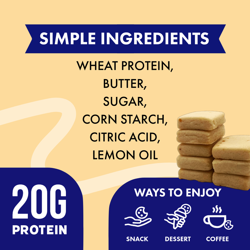 Caltein = Lemon Shortbread Cookies | High Protein Snack | Clean Label 1.8oz