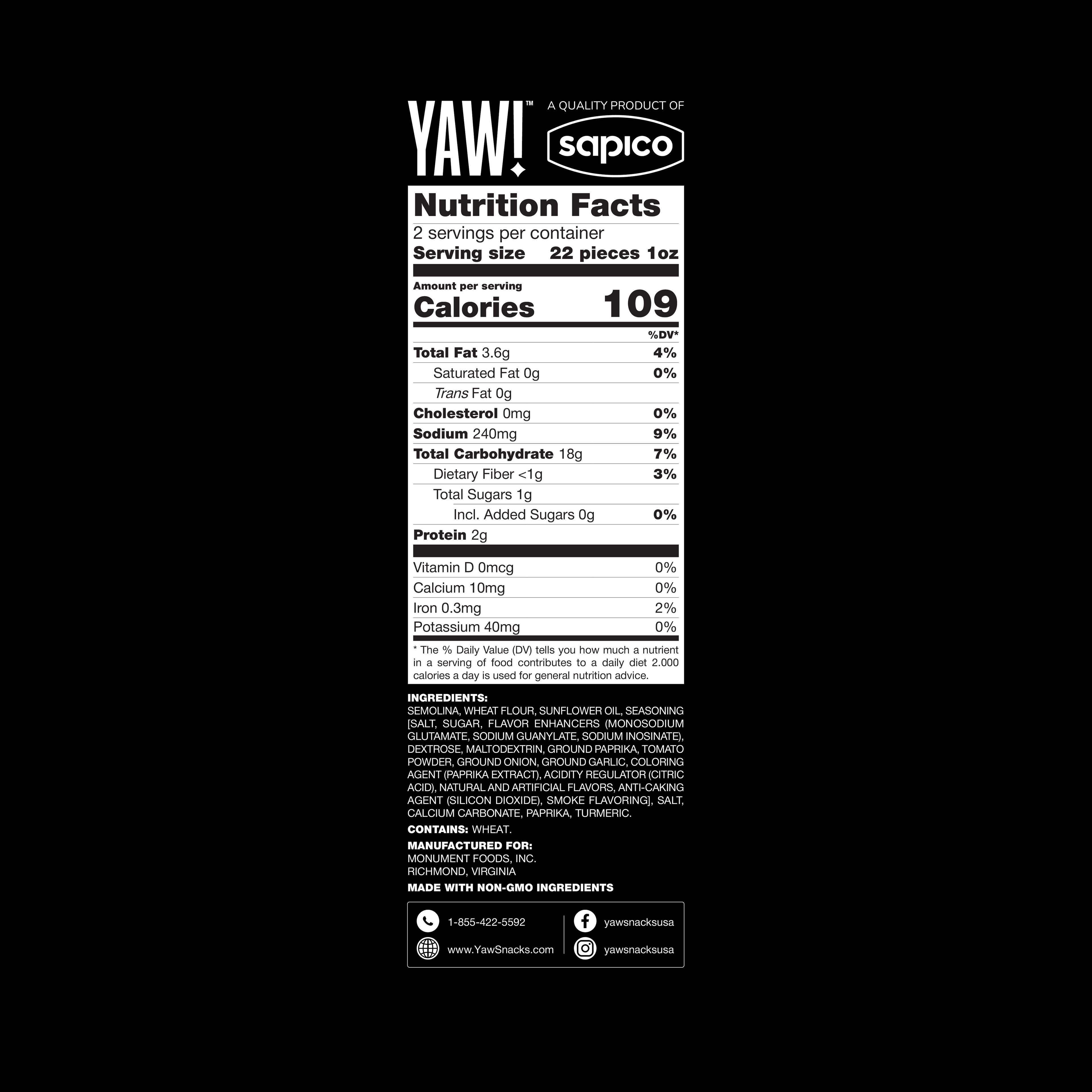 YAW! Bold BBQ Baked Baguette Bites Snack 2oz