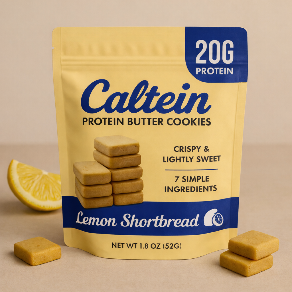 Caltein = Lemon Shortbread Cookies | High Protein Snack | Clean Label 1.8oz