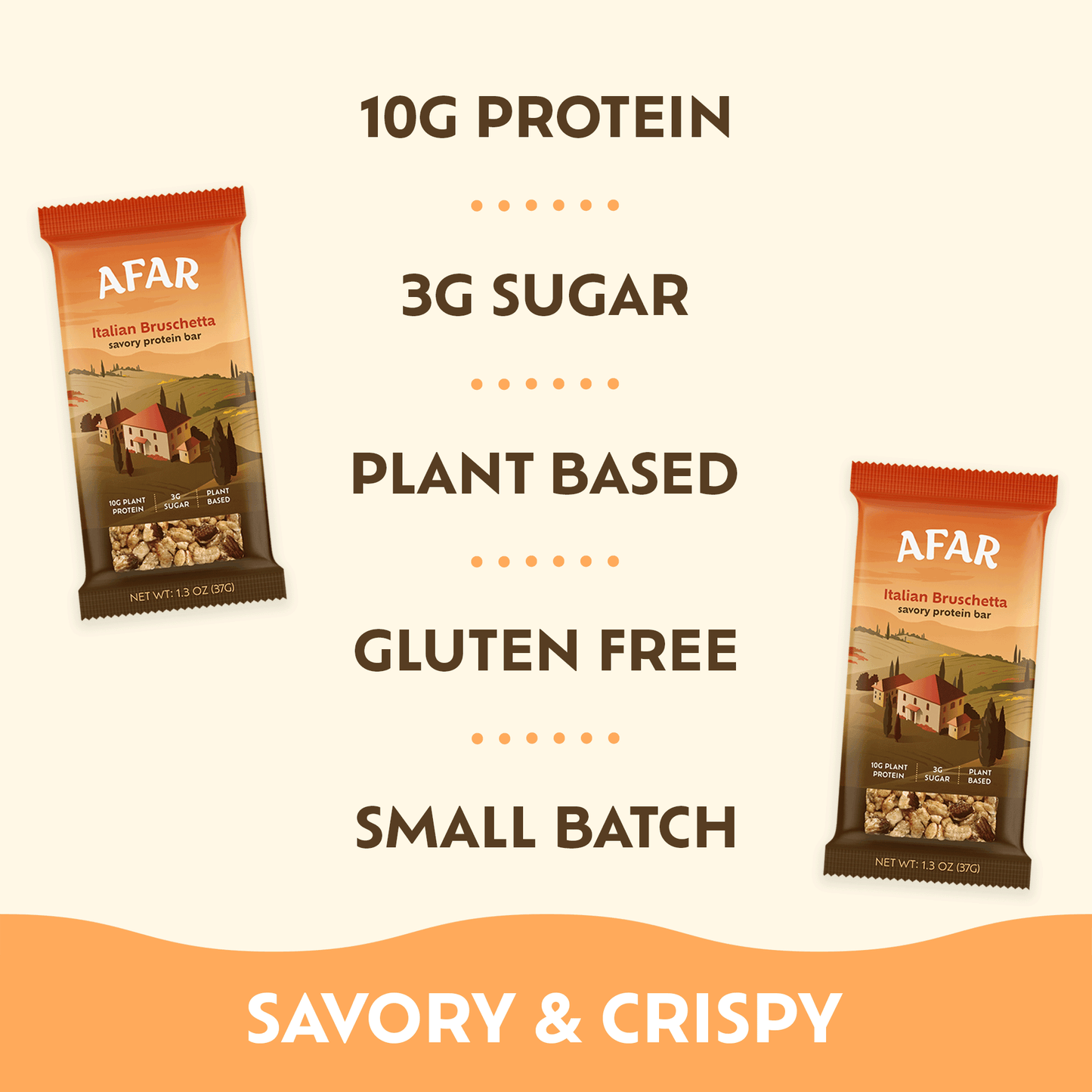 Afar Foods - Savory Protein Bar - Italian Bruschetta Flavor