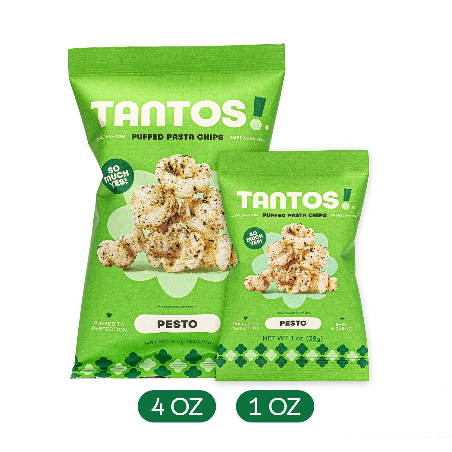 Tantos Puffed Pasta Crisps - Pesto - 1oz
