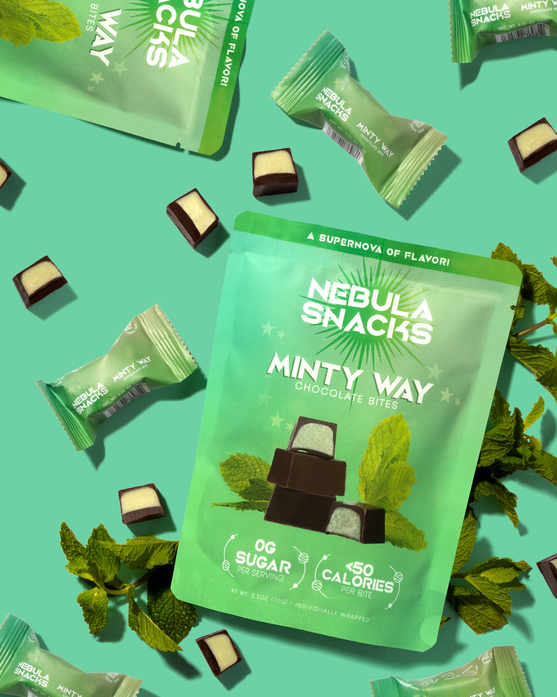 Nebula Snacks Minty Way Filled Dark Chocolate Bites