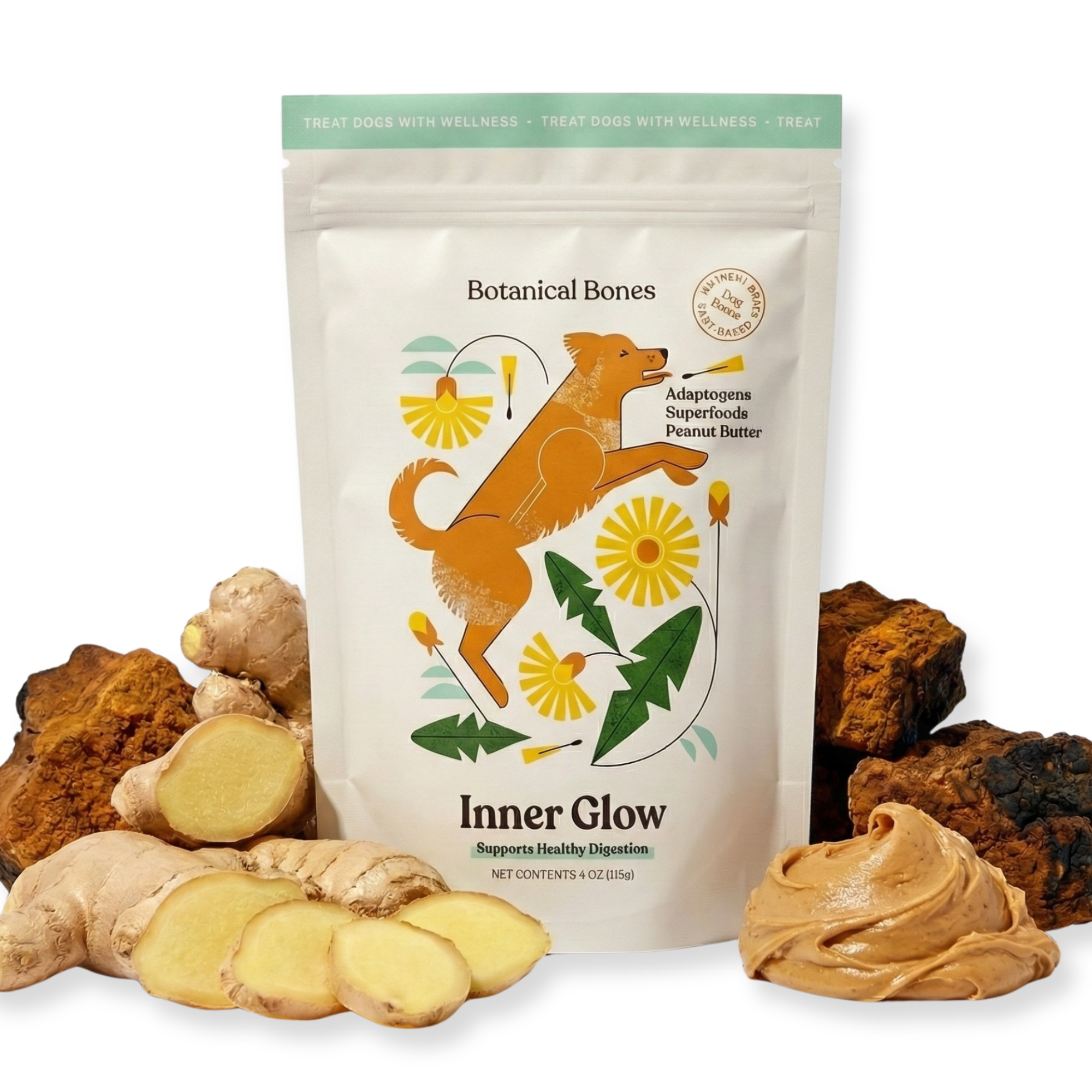 Botanical Bones Inner Glow Cookies - All Natural, Organic Dog Treats 5oz