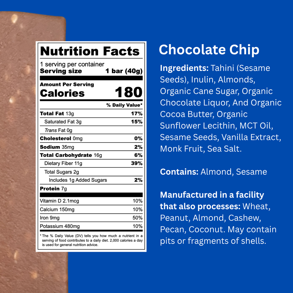 Vital Halva - Gut-Friendly Sesame Bar, Chocolate Chip, 40g