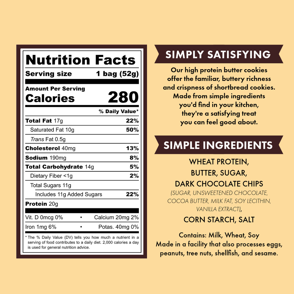 Caltein - Chocolate Chip Cookies | High Protein | Clean Label Snack 1.8oz