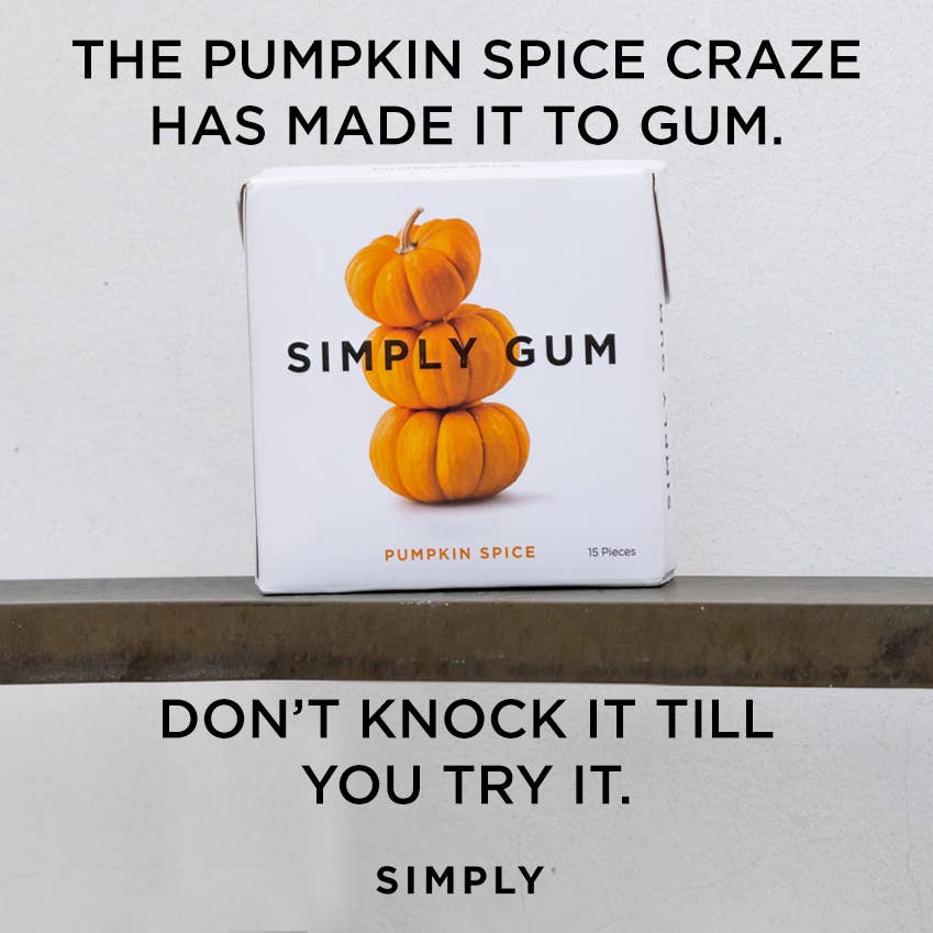 Simply Gum - Pumpkin Spice Chewing Gum -15 pack