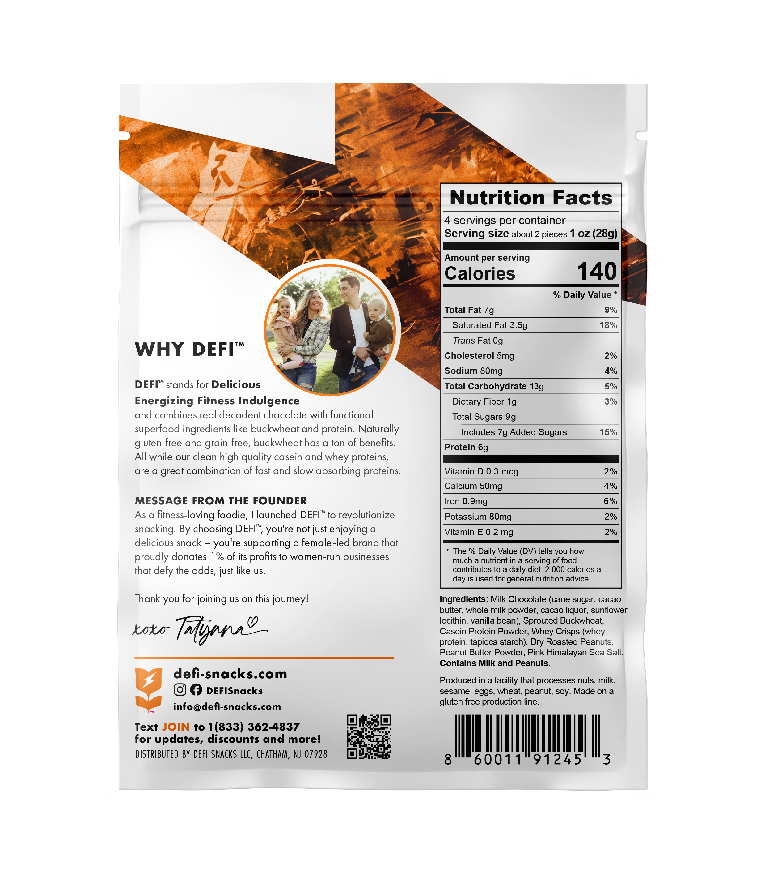 DEFI Milk Chocolate Peanut Butter Crunch Crispy Superfood Bite