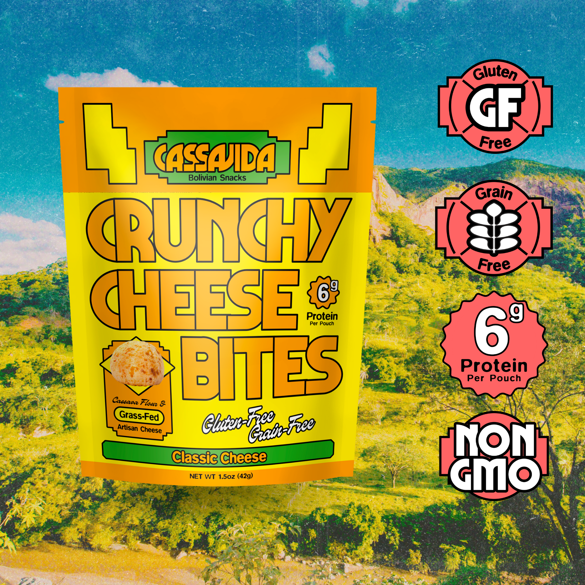 Cassavida Crunchy Cheese Bites – Gluten-Free Cassava Snack 1.5oz