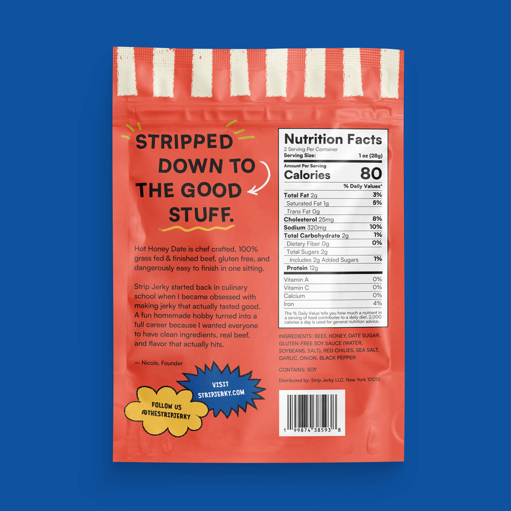 Strip Jerky Hot Honey Date Beef Jerky 2oz
