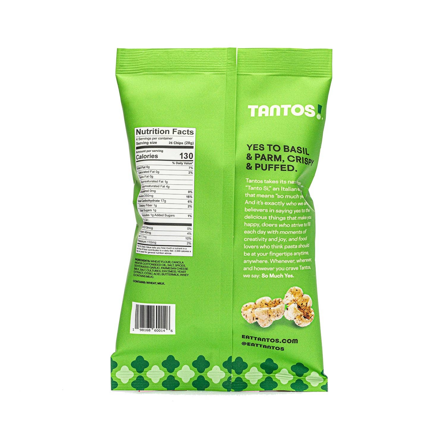 Tantos Puffed Pasta Crisps - Pesto - 1oz