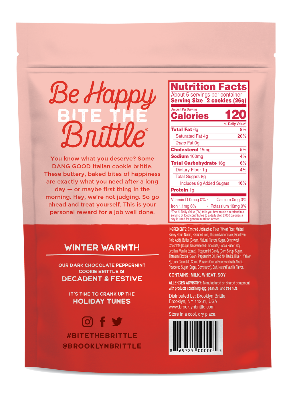 Brooklyn Brittle Dark Chocolate Peppermint Italian Cookie Brittle