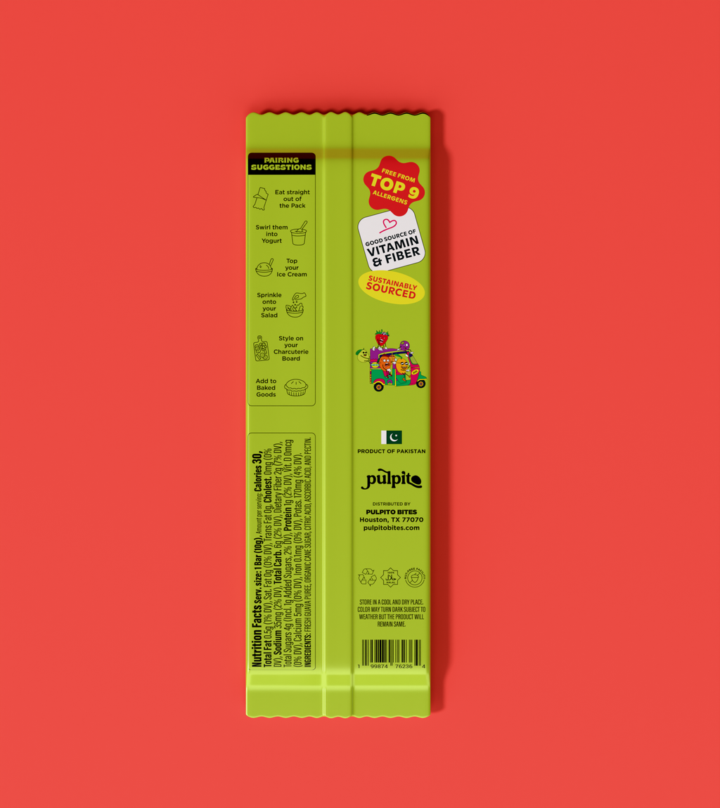 Pulpito Groovy Guava- Natural Fruit Snacks- Dried Fruit Bar 0.35 oz