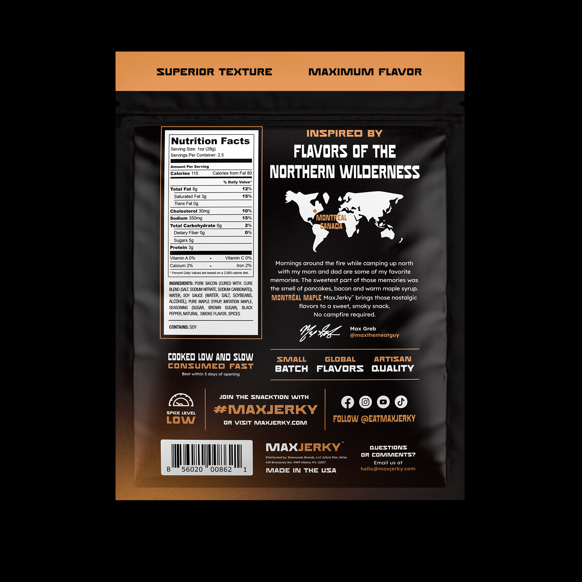 Max Jerky Montréal Maple Bacon Burnt Ends 2.5oz