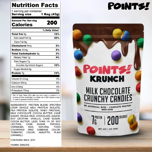 Points! Krunch - Whey Protein Crisps Milk Chocolate in Candy Shells