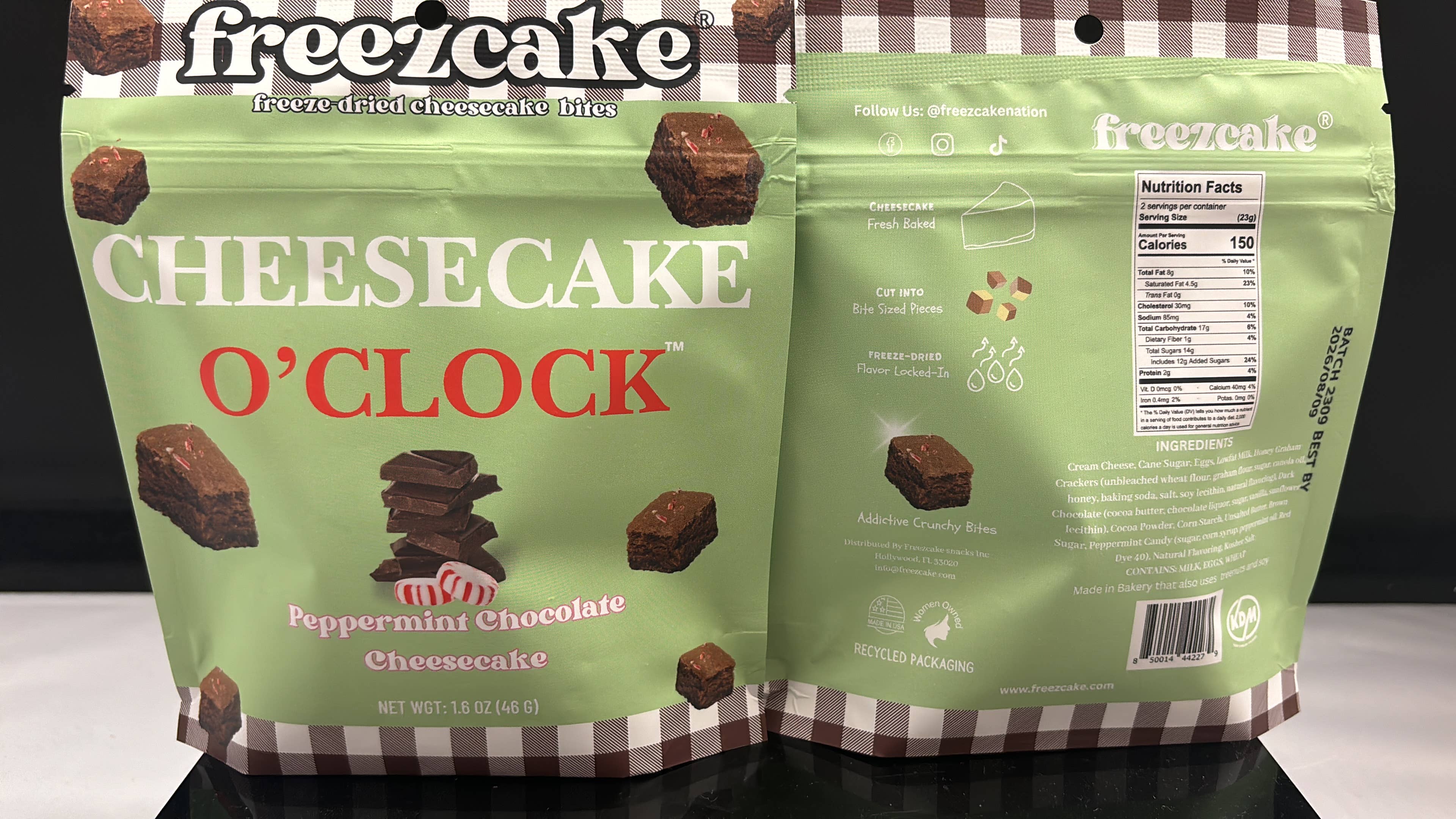Chocolate Peppermint Freeze-Dried Cheesecake Bites