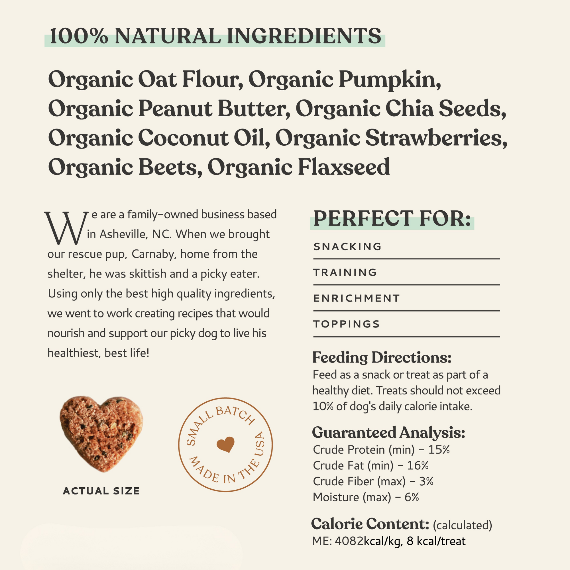 Botanical Bones - Love Bites - Organic Dog Treats, Strawberry & Peanut Butter 5oz