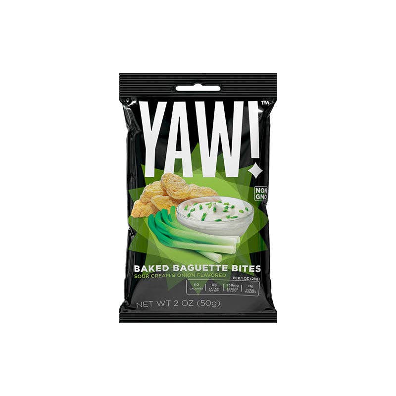 YAW! Sour Cream and Onion Flavored Baked Baguette Bites Snack 2oz